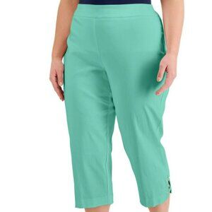 Women's JM Collection Plus Size Lattice Hem Capri Pants 4X - Color:Beveled Glass